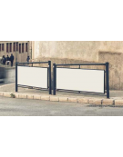 Barriera predisposta per pubblicità con due sostegni e due traversi in tubolare tondo, pannello con telaio - cm 125x142h