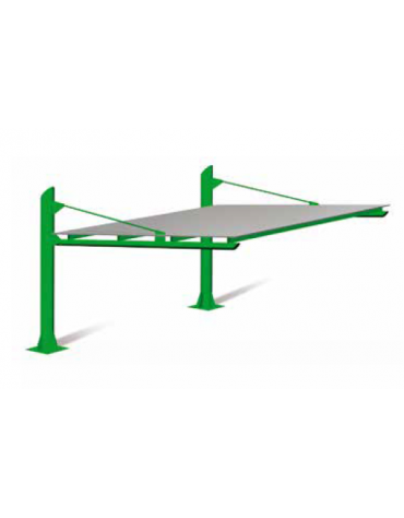 Pensilina monofacciale, modulo per composizione in tubolare di acciaio, copertura in lamiera - cm 486,1x519,5x338,8h