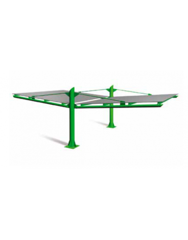 Pensilina bifacciale per auto, modulo per composizione in tubolare di acciaio, copertura in lamiera - cm 486,1x1011,4x338,8h