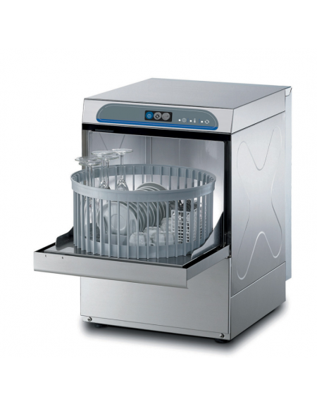 Lavabicchieri cesto tondo cm Ø 40 - doppio dosatore di detergente - altezza massima del bicchiere cm 27,5 - cm 47x55,5x71h