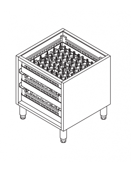 Mobile supporto inox dim. 580 x 565 x 450h + Piedini h 120 - 190 mm