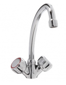 Rubinetto monoforo a lavello con canna a "U" e maniglie Rotonde - Ø canna mm 18 - mm 180x255h