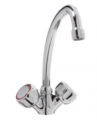 Rubinetto monoforo a lavello con canna a "U" e maniglie Rotonde - Ø canna mm 18 - mm 180x255h