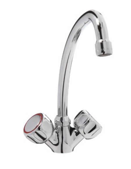 Rubinetto monoforo a lavello con canna a "U" e maniglie Rotonde - Ø canna mm 18 - mm 180x255h