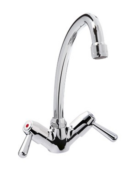 Rubinetto monoforo a lavello con canna a "U" e maniglie a Leva - Ø canna mm 18 - mm 180x255h