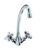 Rubinetto monoforo a lavello con canna a "U" e maniglie a Croce - Ø canna mm 18 - mm 180x255h