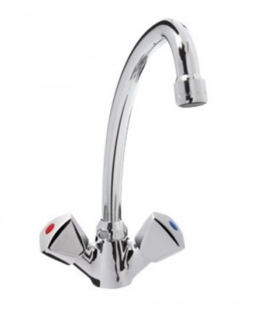 Rubinetto monoforo a lavello con canna a "U" e maniglie a Stella - Ø canna mm 18 - mm 180x255h