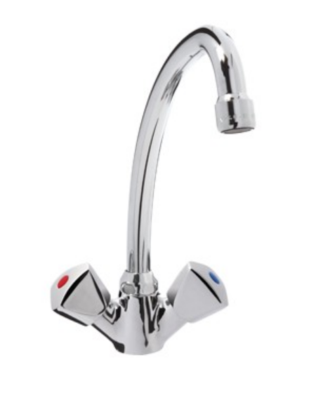 Rubinetto monoforo a lavello con canna a "U" e maniglie a Stella - Ø canna mm 18 - mm 180x255h