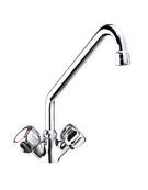 Rubinetto monoforo a lavello con canna a "C" e maniglie Rotonde -  Ø canna mm 18 - mm 300x310h