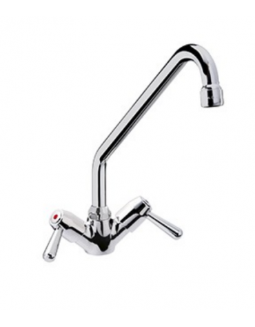 Rubinetto monoforo a lavello con canna a "C" e maniglie a Leva - Ø canna mm 18 - mm 275x250h