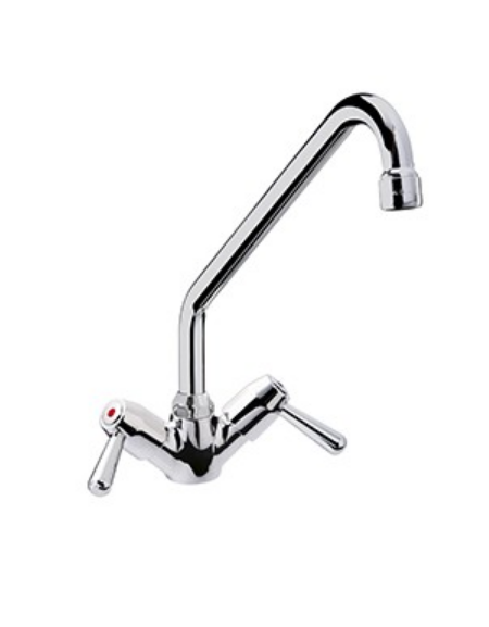 Rubinetto monoforo a lavello con canna a "C" e maniglie a Leva - Ø canna mm 18 - mm 275x250h