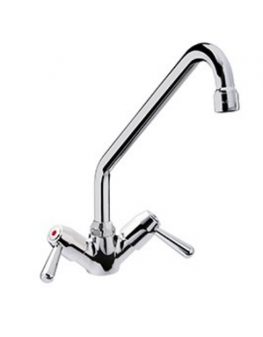 Rubinetto monoforo a lavello con canna a "C " e maniglie a Leva -  Ø canna mm 18 - mm 300x310h
