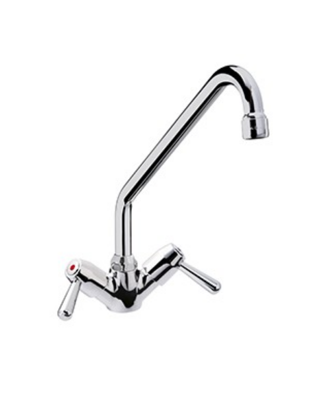 Rubinetto monoforo a lavello con canna a "C " e maniglie a Leva -  Ø canna mm 18 - mm 300x310h