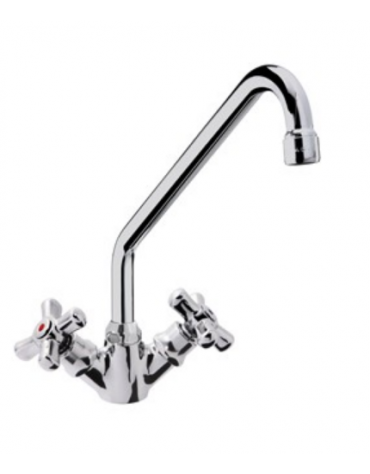 Rubinetto monoforo a lavello con canna a "C " e maniglie a Croce - Ø canna mm 18 - mm 300x310h