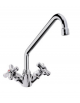 Rubinetto monoforo a lavello con canna a "C " e maniglie a Croce - Ø canna mm 18 - mm 300x310h