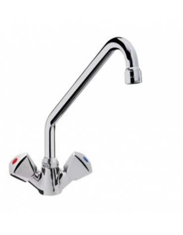 Rubinetto monoforo a lavello con canna a "C" e maniglie a Stella - Ø canna mm 18 - mm 275x250h