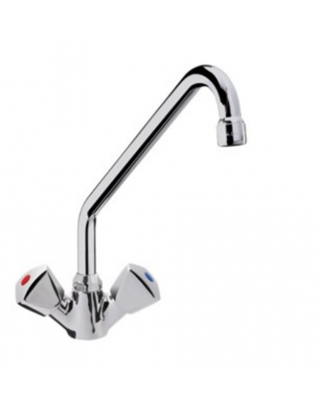 Rubinetto monoforo a lavello con canna a "C" e maniglie a Stella - Ø canna mm 18 - mm 275x250h