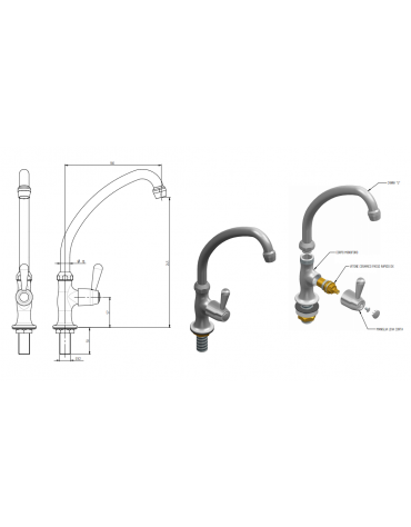 Colonna di riempimento maniglia Pino - Ø canna mm 18 - mm 180x245h