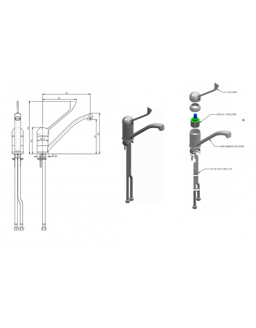 Monoforo miscelatore, leva clinica - mm 215x240h