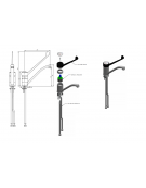 Rubinetto miscelatore monoforo con leva clinica in plastica nera - Lunghezza canna girevole mm 215