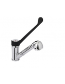 Rubinetto miscelatore monoforo con canna girevole, doccetta estraibile e leva clinica in plastica nera - mm 230x310h