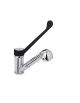 Rubinetto miscelatore monoforo con canna girevole, doccetta estraibile e leva clinica in plastica nera - mm 230x310h
