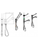 Rubinetto miscelatore monoforo con canna girevole, doccetta estraibile e leva clinica in plastica nera - mm 230x310h
