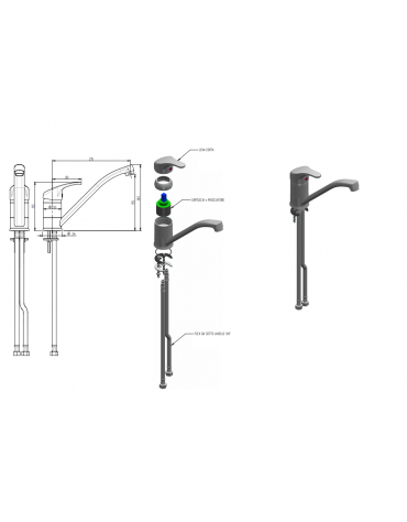 Rubinetto monoforo a lavello con miscelatore - mm 215x180h
