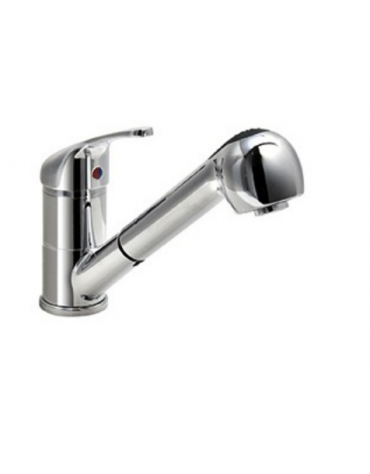 Rubinetto monoforo miscelatore con doccetta estraibile, leva corta - mm 230x190h