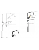 Rubinetto miscelatore monoforo con canna a "C" Ø mm 18, leva corta orizzontale - mm 250x295h