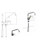 Monoforo miscelatore canna Ø mm 18 a "C", leva corta orizzontale - mm 300x260h