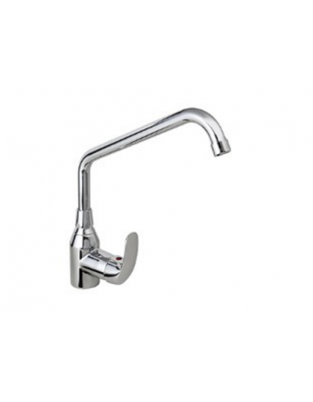 Rubinetto monoforo miscelatore con canna a "C" Ø mm 20, leva corta - mm 250x290h