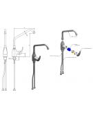 Rubinetto monoforo miscelatore con canna a "C" Ø mm 20, leva corta - mm 250x290h