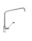 Monoforo a lavello con miscelatore leva lunga, canna Ø mm 24 a "C", leva clinica cromata - mm 400x425h