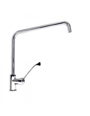 Monoforo a lavello con miscelatore leva lunga, canna Ø mm 24 a "C", leva clinica cromata - mm 400x425h