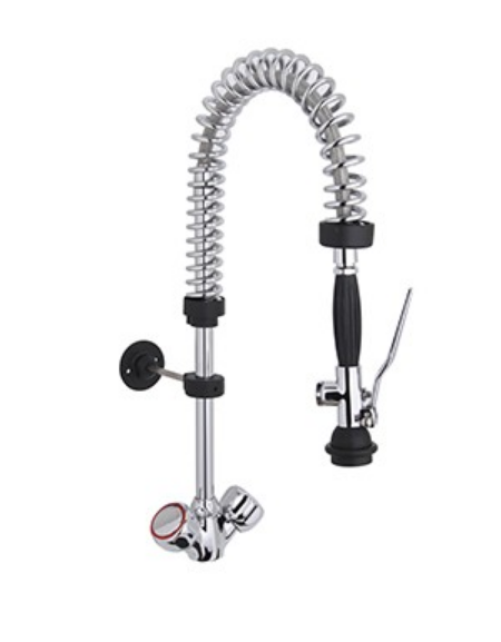 Gruppo doccia prelavaggio monoforo a lavello piccolo con maniglie rotonde - mm 250x580h