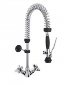 Gruppo doccia prelavaggio monoforo a lavello piccolo con maniglie a Croce - mm 250x580h