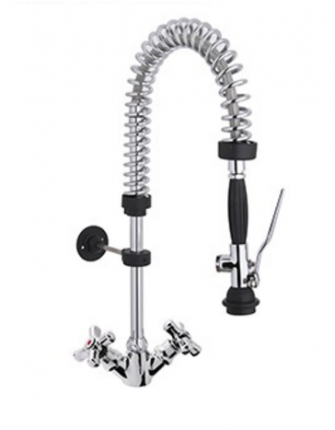 Gruppo doccia prelavaggio monoforo a lavello piccolo con maniglie a Croce - mm 250x580h