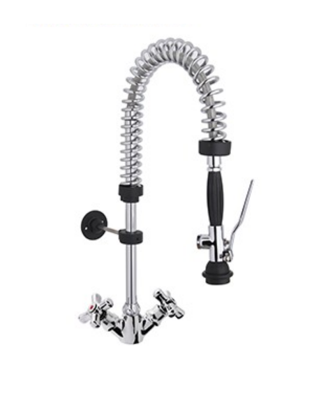 Gruppo doccia prelavaggio monoforo a lavello piccolo con maniglie a Croce - mm 250x580h