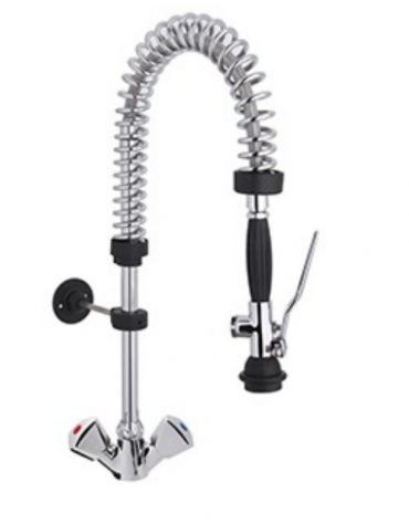 Gruppo doccia prelavaggio monoforo a lavello piccolo con maniglie a Stella - mm 250x580h