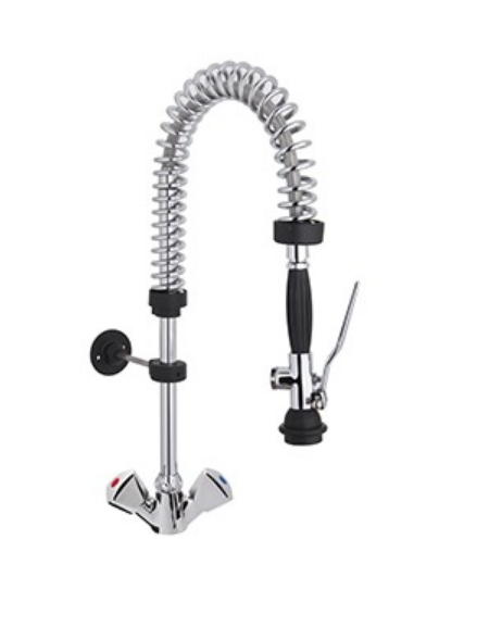 Gruppo doccia prelavaggio monoforo a lavello piccolo con maniglie a Stella - mm 250x580h