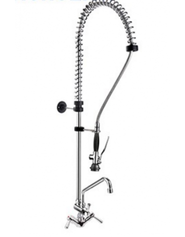 Gruppo doccia monoforo a lavello lavaverdure con canna a "C" mm Ø18x250, maniglie a Leva e doccetta