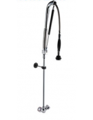 Gruppo doccia prelavaggio monoforo a lavello con doccia acqua-stop e maniglie rotonde - lunghezza flessibile, altezza mm 1120