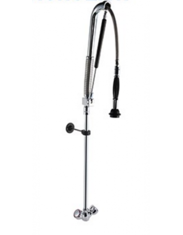 Gruppo doccia prelavaggio monoforo a lavello con doccia acqua-stop e maniglie rotonde - lunghezza flessibile, altezza mm 1120
