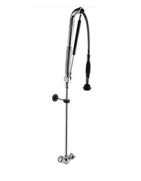 Gruppo doccia prelavaggio monoforo a lavello con doccia acqua-stop e maniglie rotonde - lunghezza flessibile, altezza mm 1120