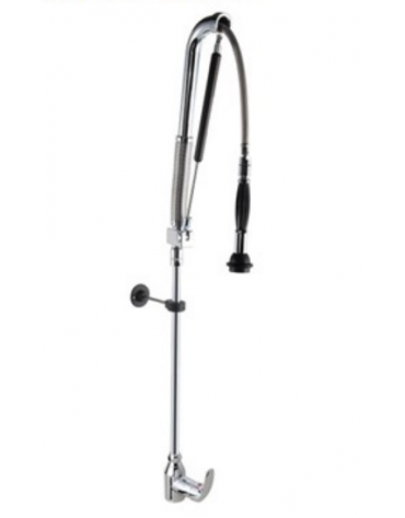 Gruppo doccia miscelatore monoforo a lavello con doccia acqua-stop e leva corta - lunghezza flessibile, altezza mm 1165