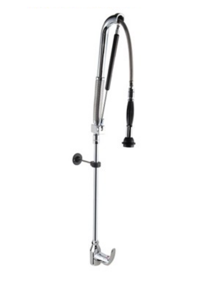 Gruppo doccia miscelatore monoforo a lavello con doccia acqua-stop e leva corta - lunghezza flessibile, altezza mm 1165