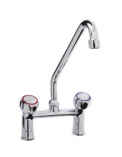 RUBINETTO BIFORO CON CANNA GIREVOLE "C" Ø18X250, MANIGLIA ROTONDA. INTERASSE 155mm - LUNGHEZZA CANNA MM 250