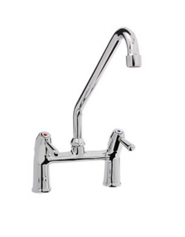 RUBINETTO BIFORO CON CANNA GIREVOLE "C" Ø18X250, MANIGLIA A LEVA. INTERASSE 155mm--LUNGHEZZA CANNA MM 250