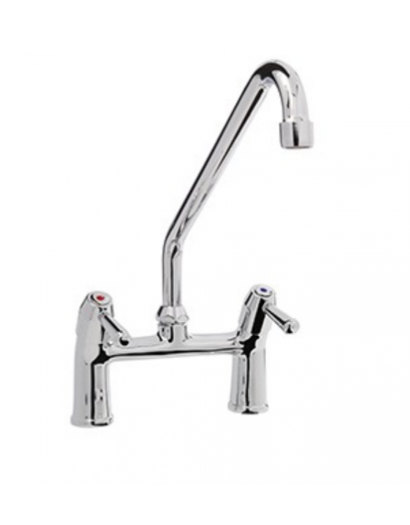 RUBINETTO BIFORO CON CANNA GIREVOLE "C" Ø18X250, MANIGLIA A LEVA. INTERASSE 155mm--LUNGHEZZA CANNA MM 250